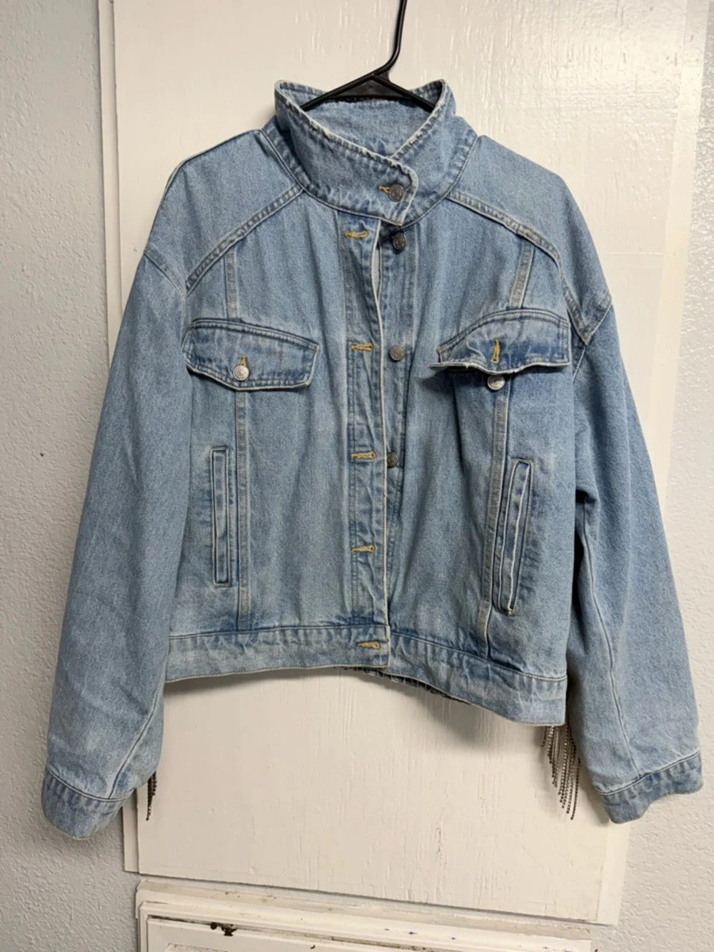 We The Free Light Blue Denim Jacket with Silver Hardware - Picture 3 of 10